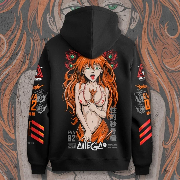 Худи для подростка мальчика с принтом Евангелион Аска Ахэгао 150 см (Anime11252)