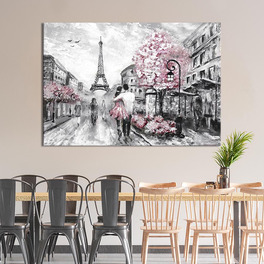 Настінний декор картина на холсті для інтер’єру Романтичний Париж 80x54 см (374-1)