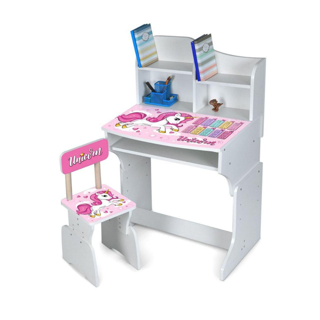 Детская парта DSM M 904-2 для обучения дома и в школе с полкой для хранения Белый - фото 2