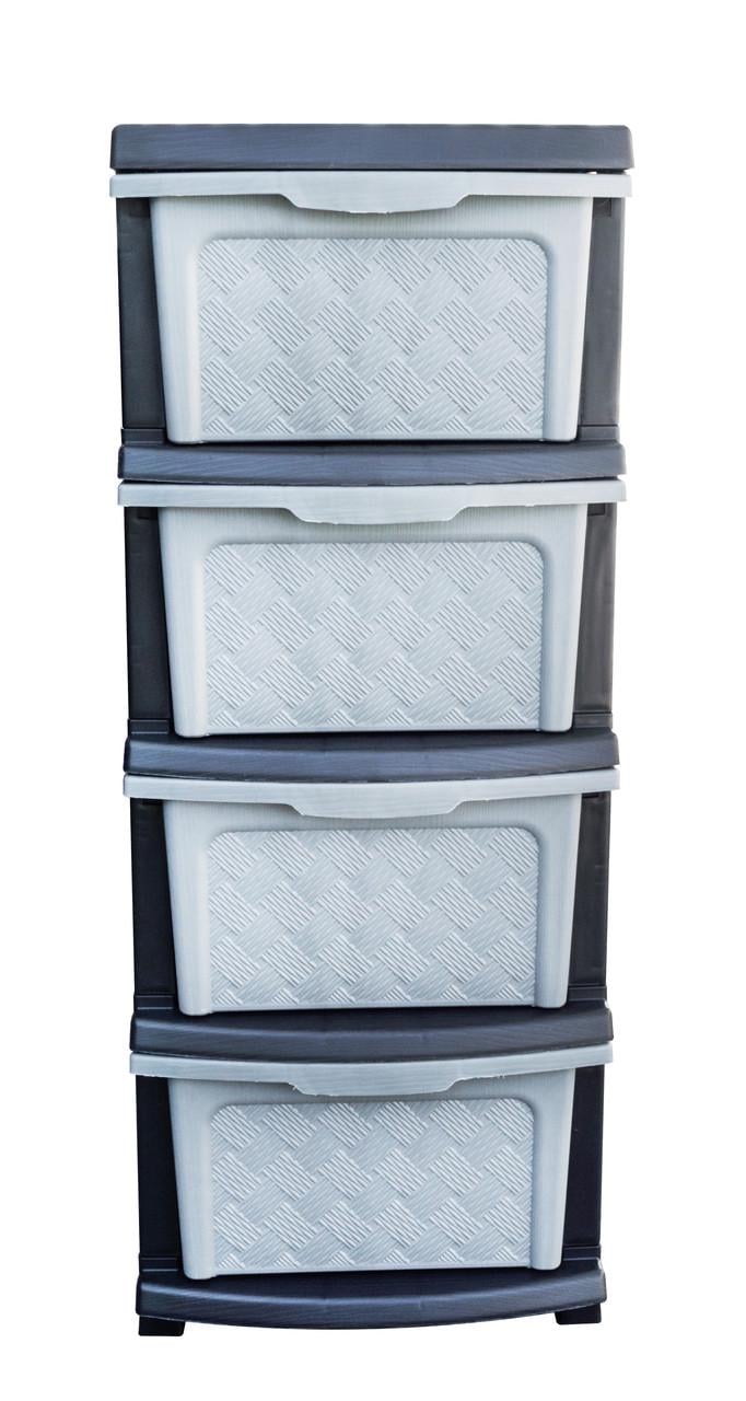 Комод пластиковый R-Plastic 04015 Компак на 4 ящика 86x40x34 см Серо-черный (2587335736) - фото 3