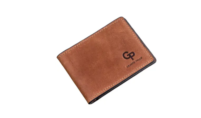 Зажим для денег без застежки GRANDE PELLE 11240 компактный Коричневый