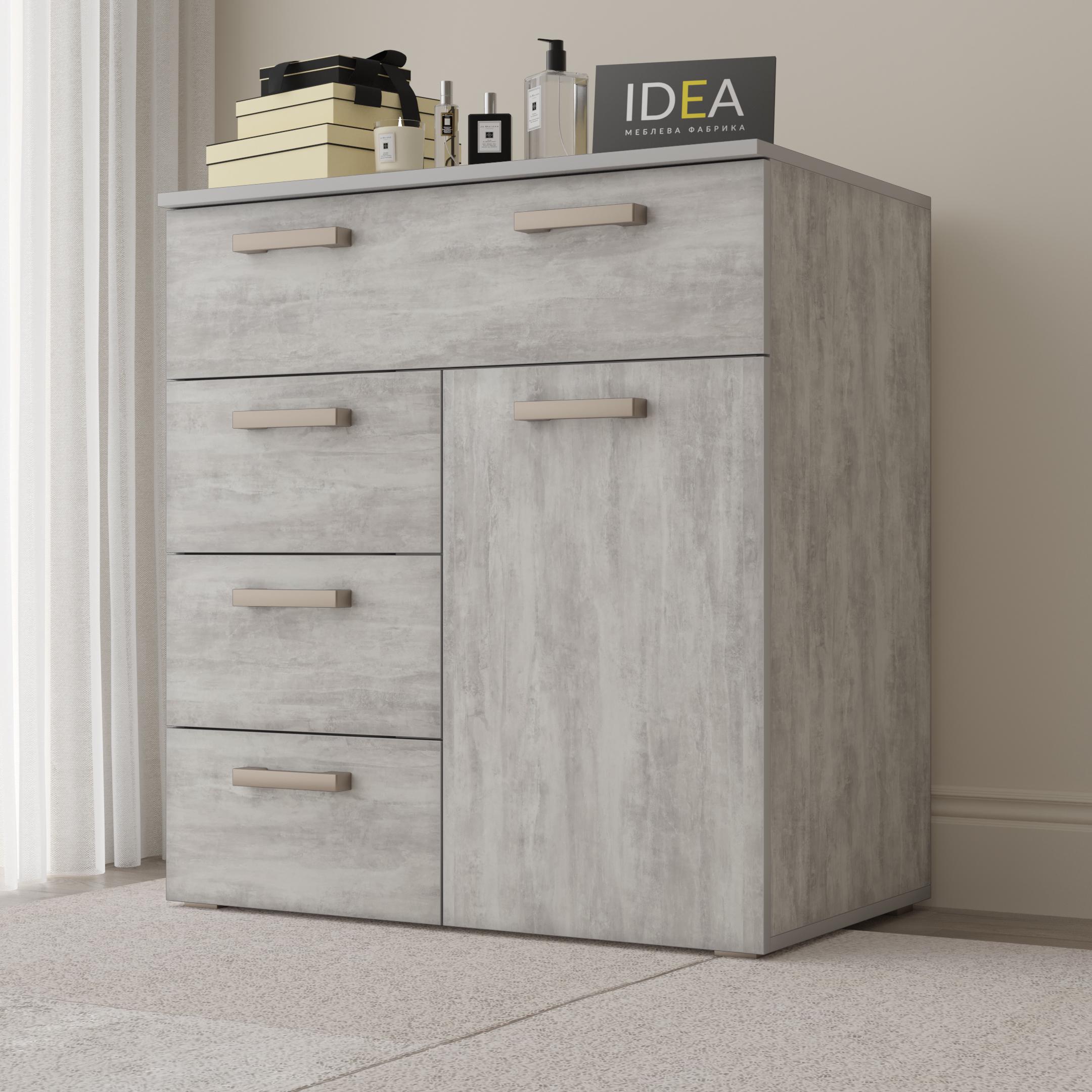 Комод Idea ТКБ-367.2 на 4 шухляди з дверима Бетон урбан (26718321) - фото 1