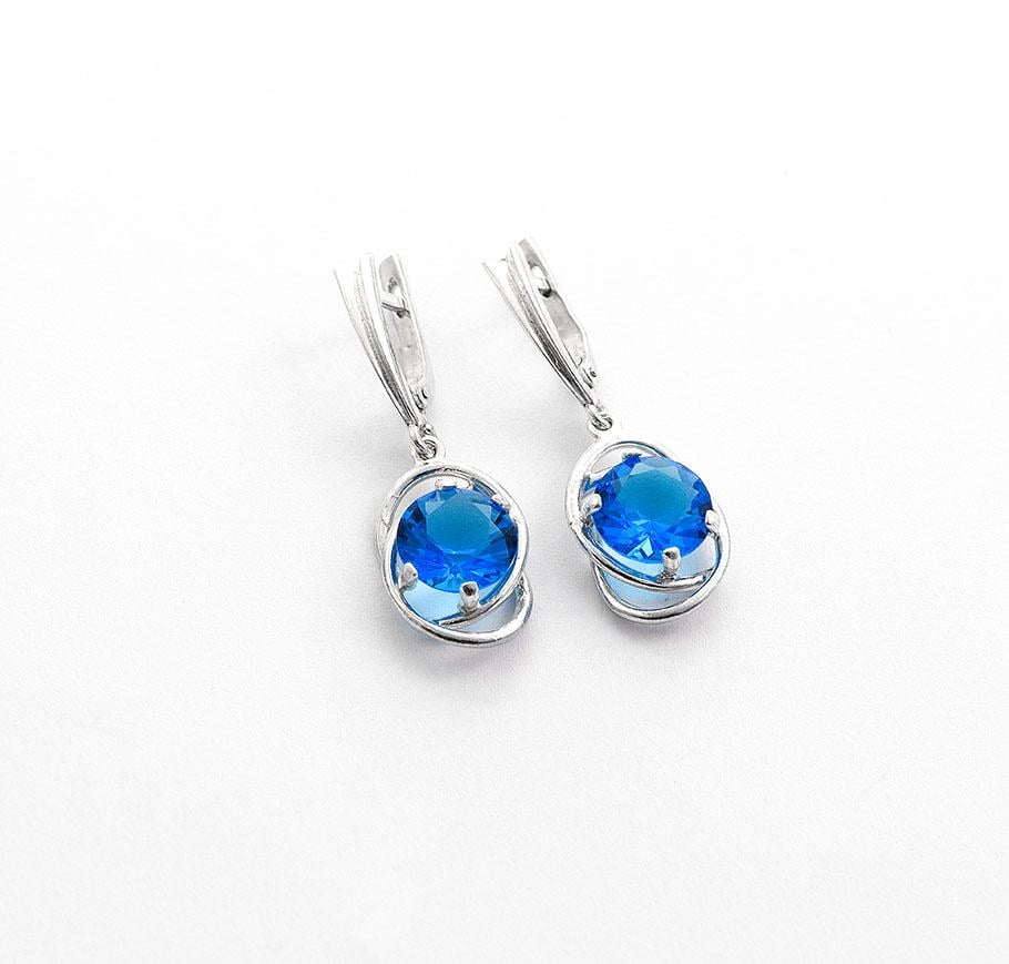 Серьги серебряные с фианитом Maxi Silver 7950 Голубой (87950)