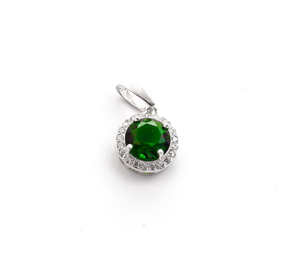 Кулон серебряный Maxi Silver 7976/1 Круглый с фианитом Зеленый (88768)
