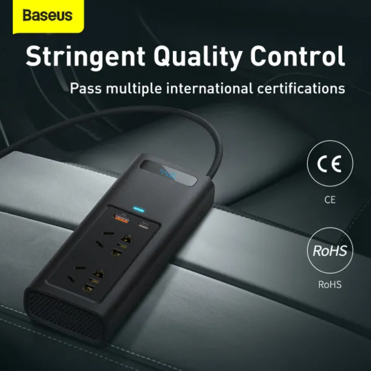 Інвертор автомобільний BASEUS Power Inverter QC3.0/PD3.0 150W зі швидкою зарядкою Чорний (CRNBQ-A01) - фото 7