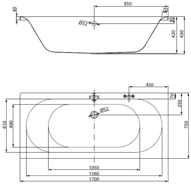 Ванна акриловая прямоугольная Cersanit City универсальная с ножками 215 л ТИП 1 170х75 см Белый - фото 3 Ванна акриловая прямоугольная Cersanit City универсальная с ножками 215 л ТИП 1 170х75 см Белый - фото 3