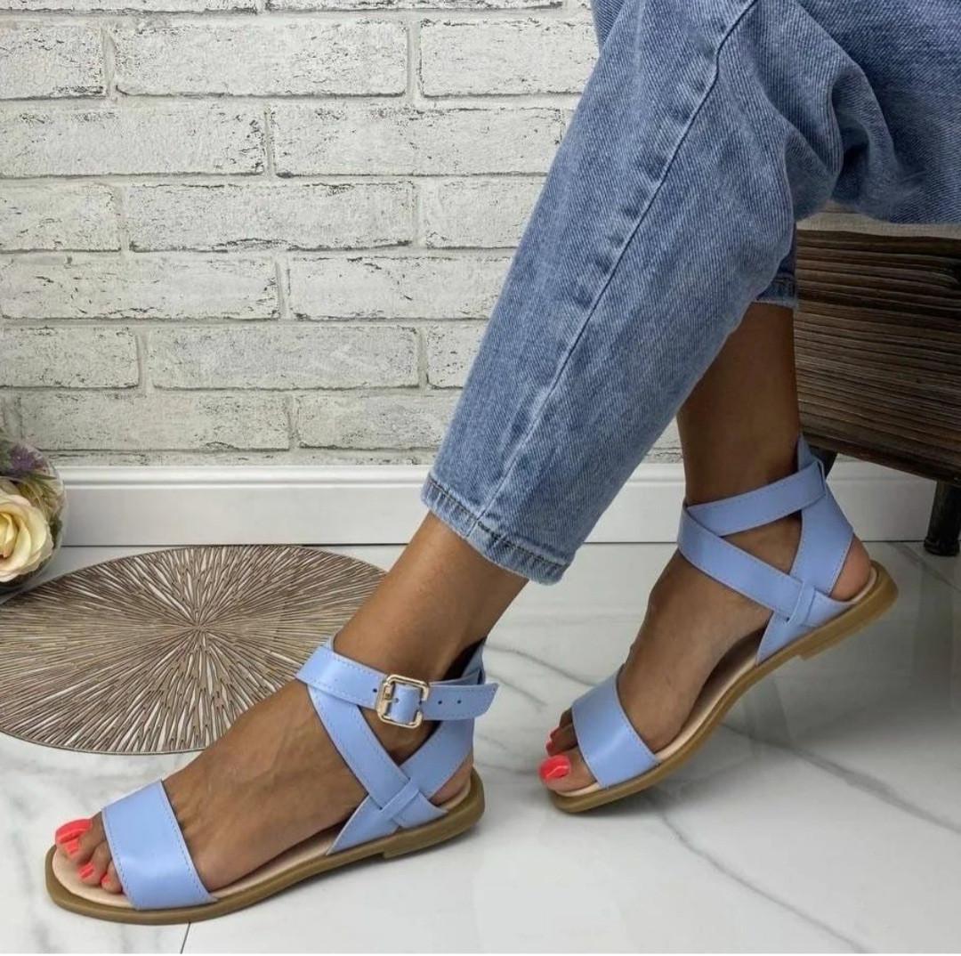 Босоножки женские из натуральной кожи р. 39/25,5 см Голубой (30853)