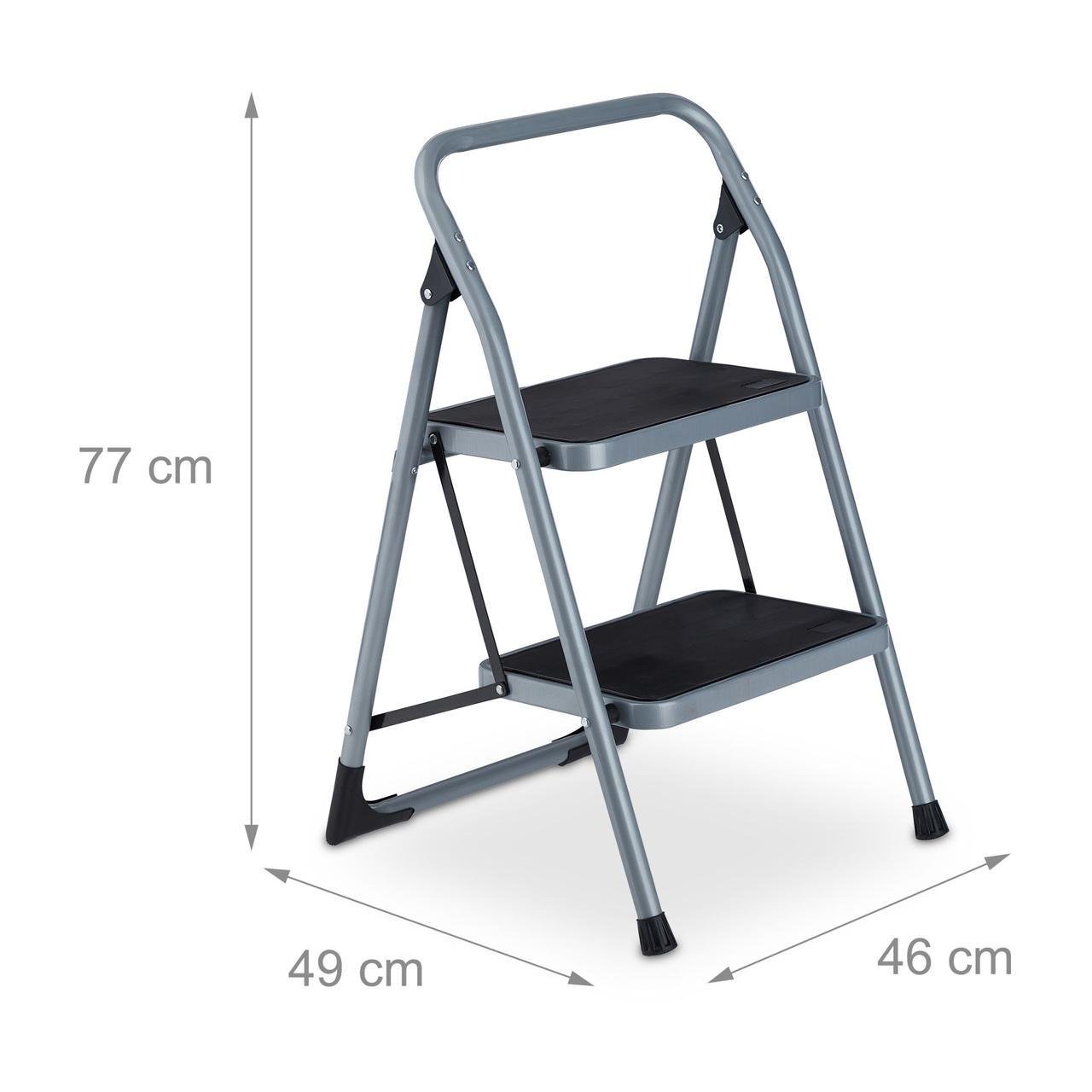 Стрем'янка розкладна Relaxdays на 2 сходинки Сірий/Чорний - фото 4 Стрем'янка розкладна Relaxdays на 2 сходинки Сірий/Чорний - фото 4