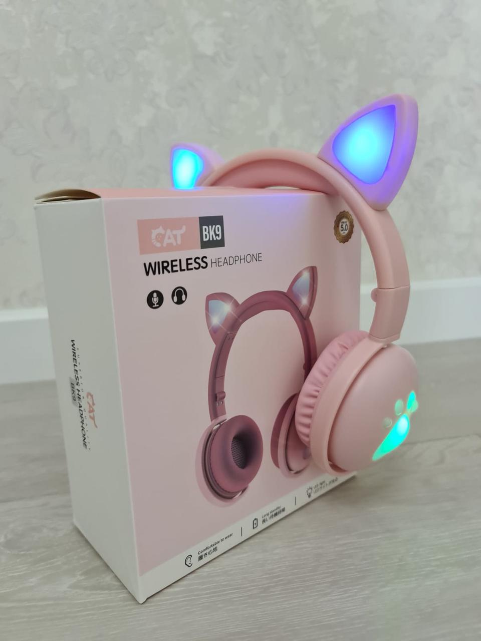 Наушники беспроводные детские CAT ВК-9 LED Розовый (26389247) - фото 3 Наушники беспроводные детские CAT ВК-9 LED Розовый (26389247) - фото 3