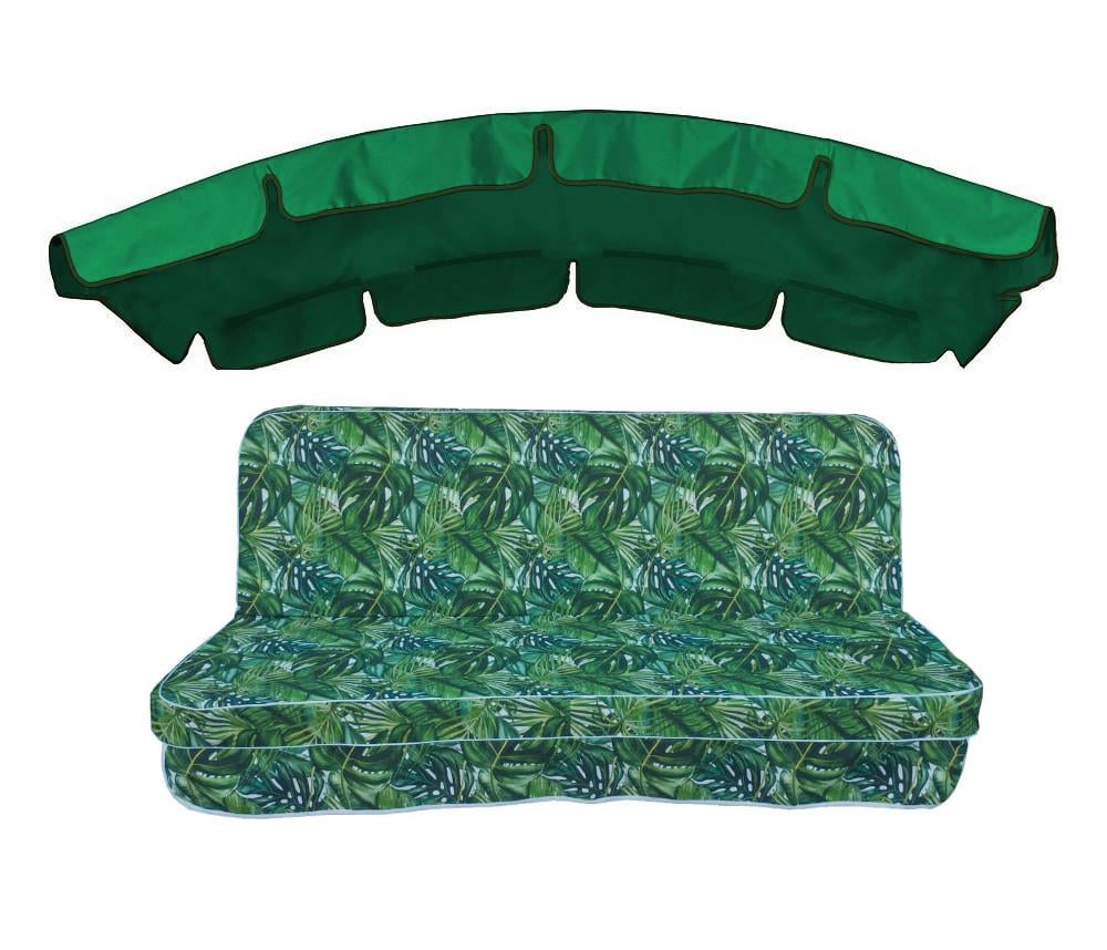 Комплект подушек для качелей люкс eGarden Ficus 170x110x10 округлый тент 120x210 Зеленый Комплект подушек для качелей люкс eGarden Ficus 170x110x10 округлый тент 120x210 Зеленый