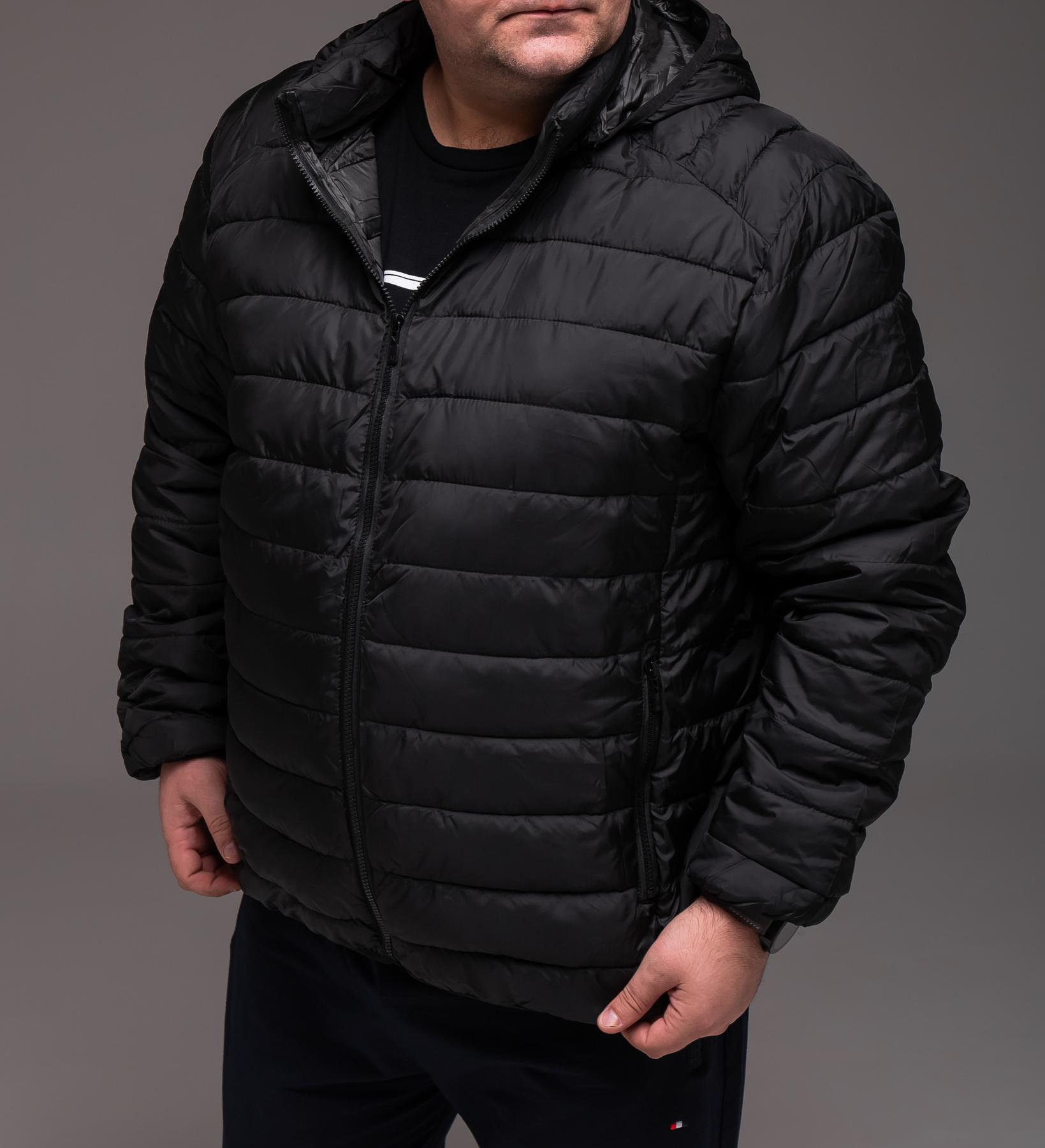 Куртка мужская демисезонная батал до 0°С р. 68 Черный (2430/2) - фото 4