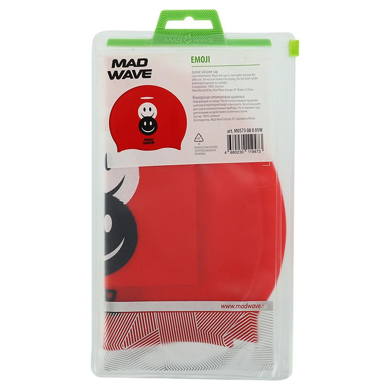 Шапочка для плавания Mad Wave юниорская Junior Emoji M057308 Красный (60444260) - фото 5 Шапочка для плавания Mad Wave юниорская Junior Emoji M057308 Красный (60444260) - фото 5