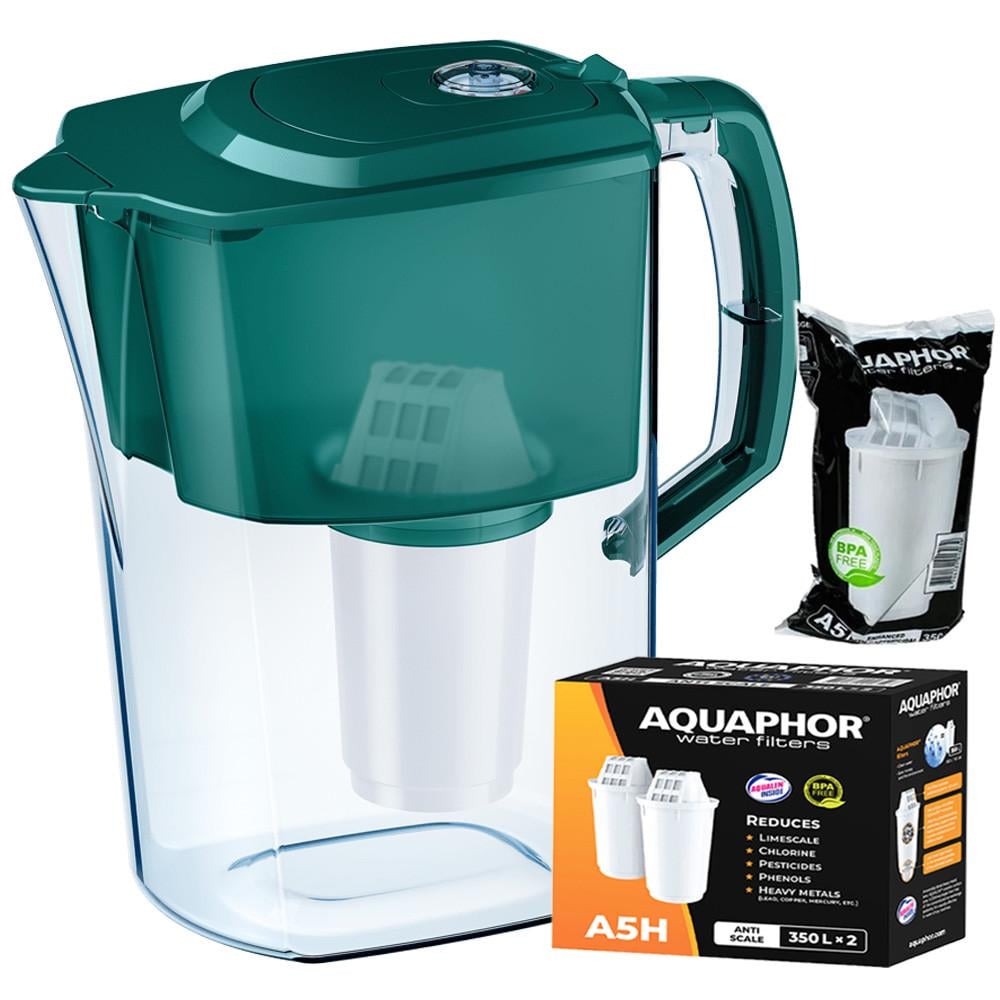 Фильтр-кувшин Аквафор Атлант А5 два модуля А5Н Жесткость Темно-зеленый (1859307754)