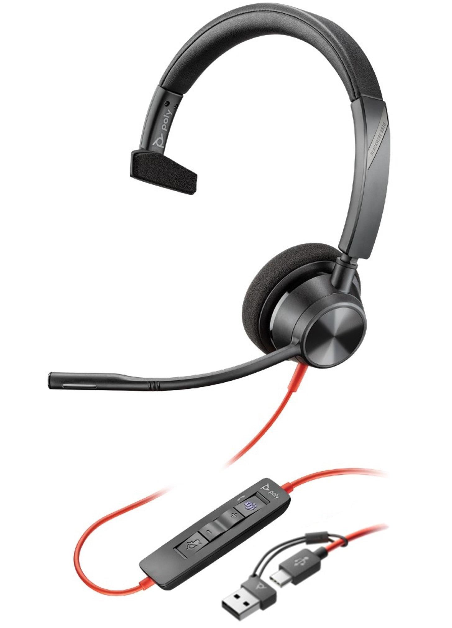 Гарнитура компьютерная моно Poly On-ear Blackwire 3310-M USB-A/USB-C Черный (8X216AA)