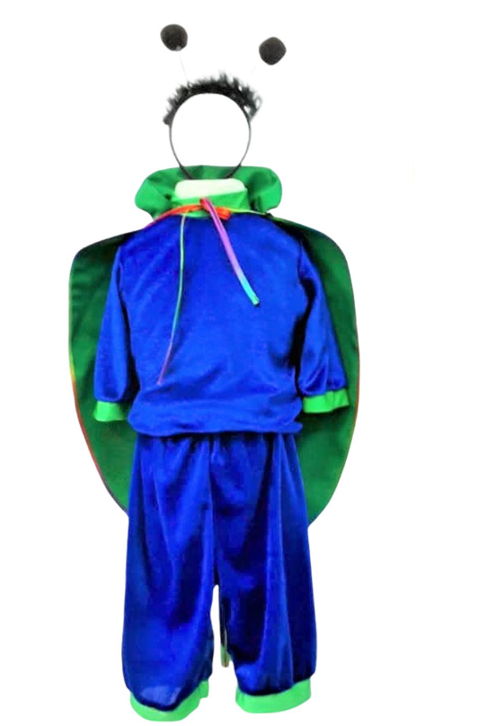 Карнавальний костюм велюровий Жук Світлячок 122 см Синій/Зелений