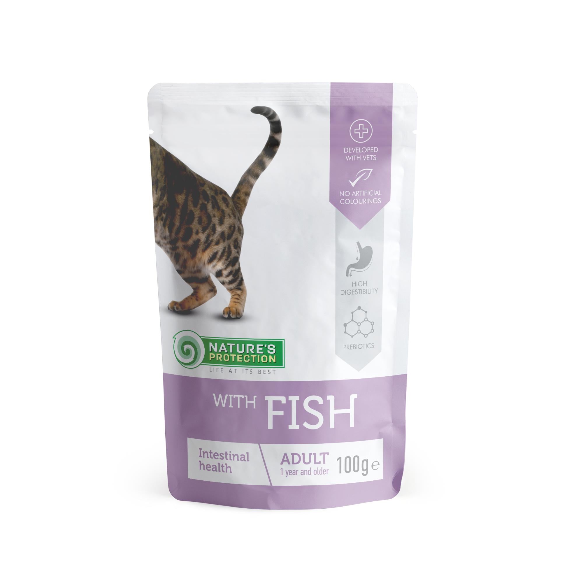 Корм вологий Nature's Protection Intestinal health для дорослих котів з чутливим травленням з рибою 100 г (KIK45194)