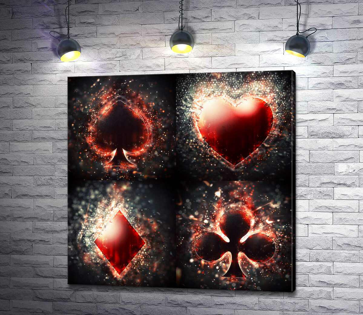Картина ArtPoster Карточные масти в сиянии блеска 100x100 см Модуль №1 (003125)