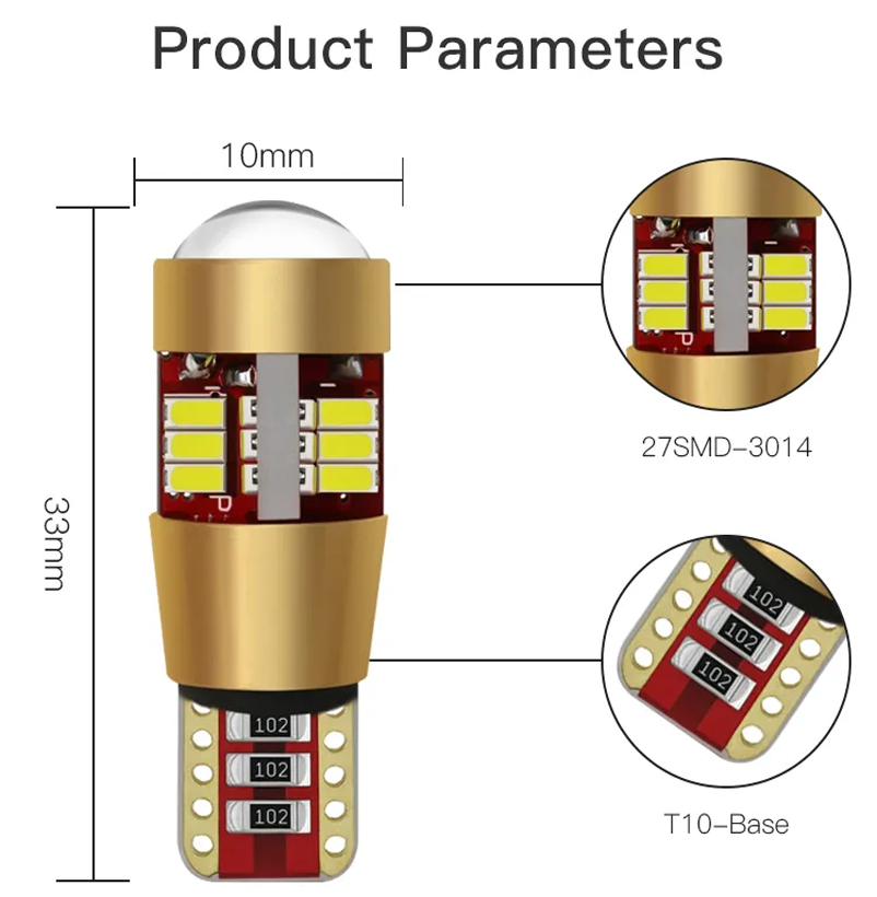 Автомобільна лампа Terra T10 W5W W2,1x9,5d 31014x27SMD 12-24V CanBus біполярна Білий (1800096309) - фото 4