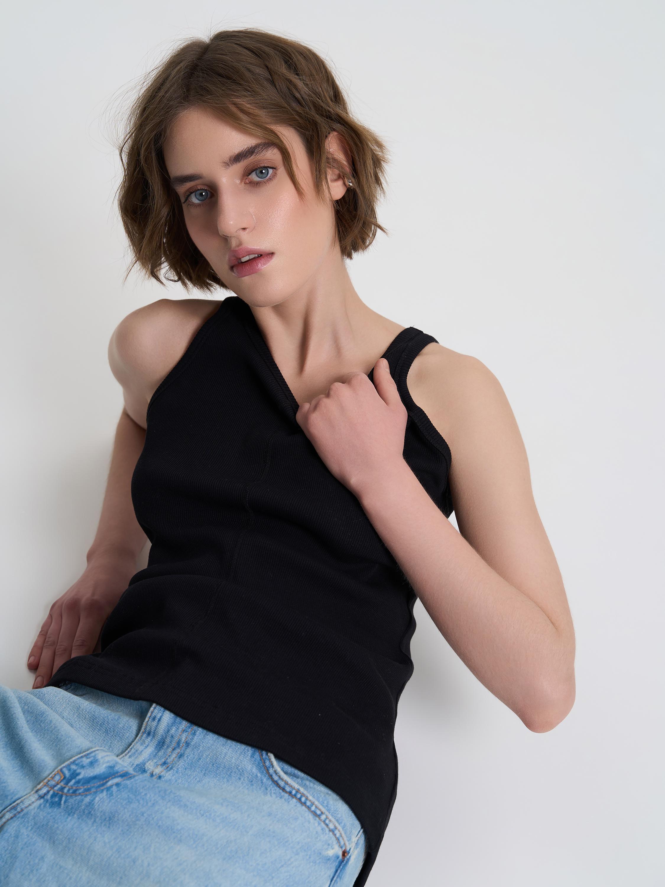 Майка женская в рубчик ROZA 240602 XL Черный (4824005715204) - фото 6