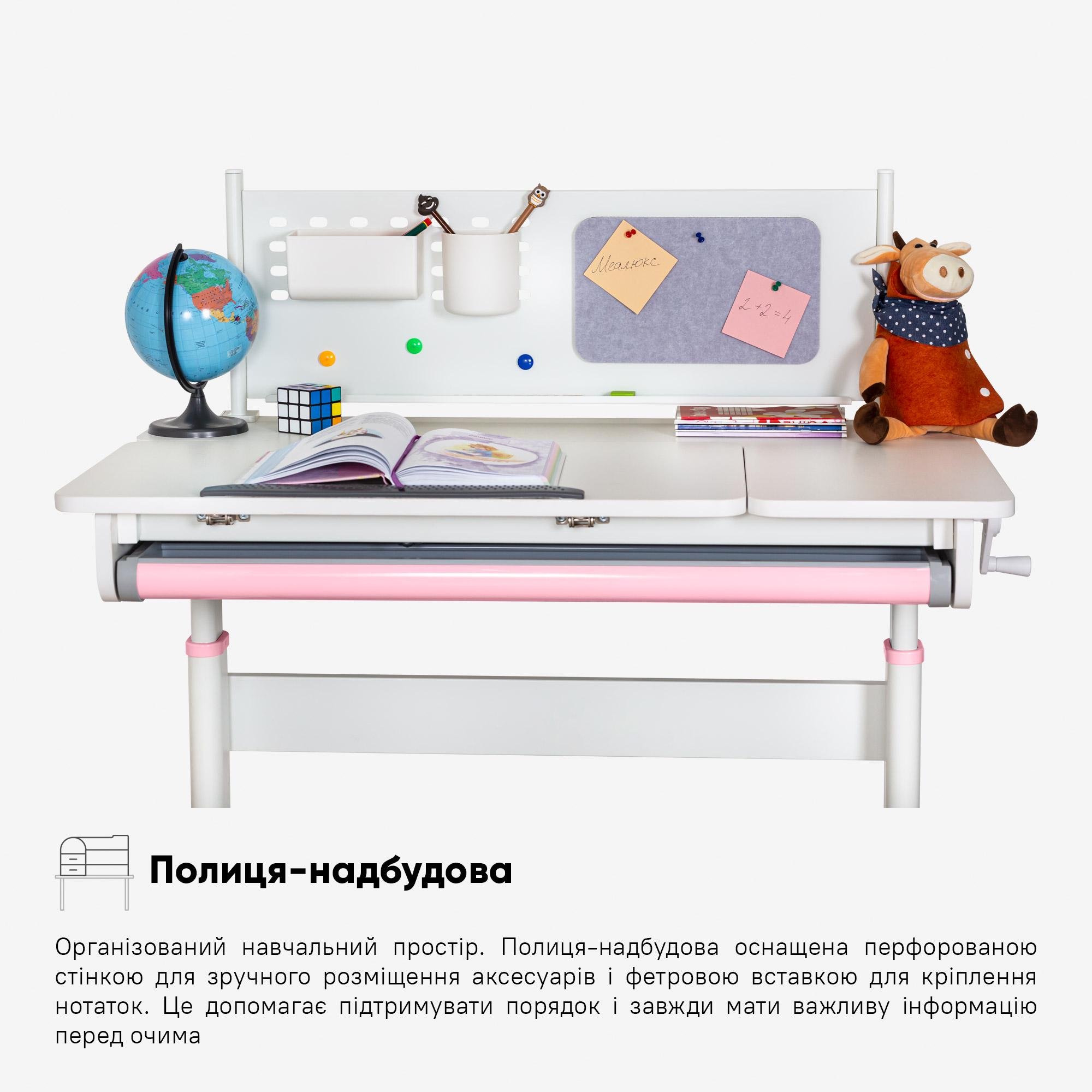 Парта шкільна ергономічна трансформер Evo-kids TH-325 Pink - фото 9 Парта шкільна ергономічна трансформер Evo-kids TH-325 Pink - фото 9