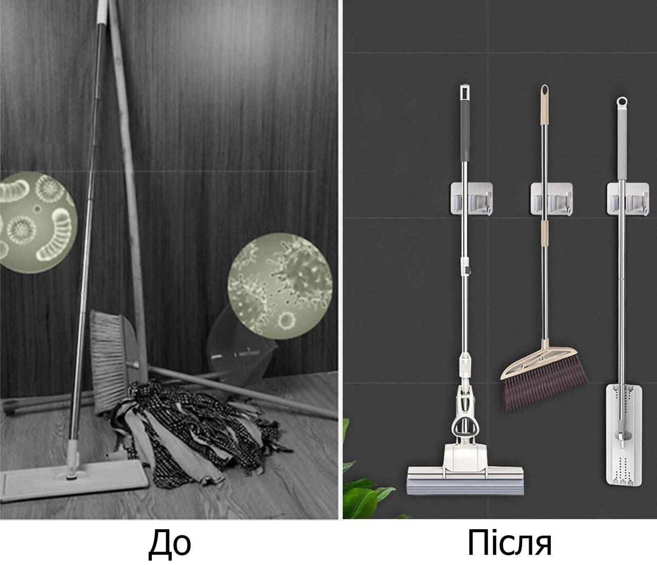 Настенный держатель для швабры с крючком SUS304 Black (137811) - фото 6 Настенный держатель для швабры с крючком SUS304 Black (137811) - фото 6