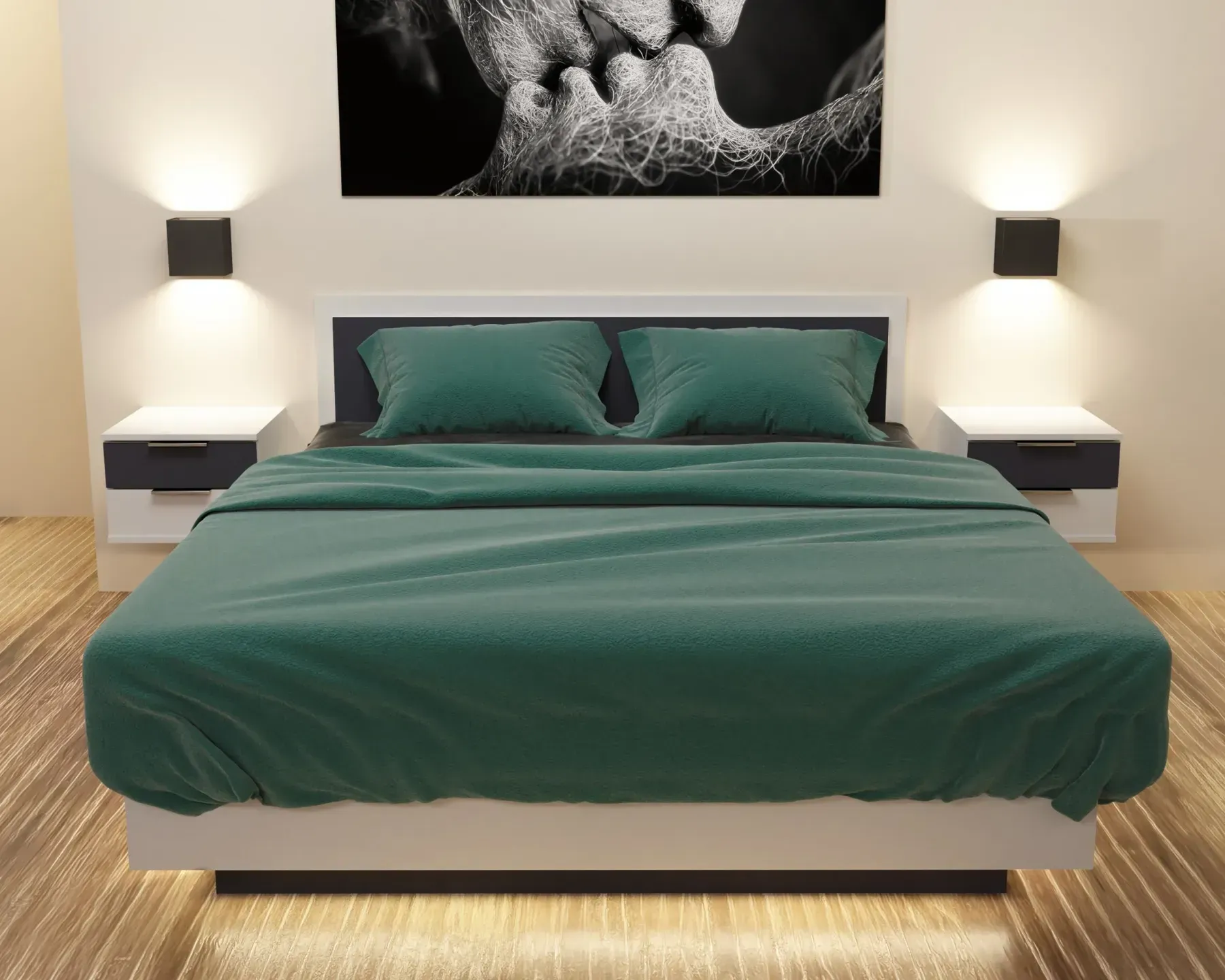 Кровать двуспальная Kontinent Kristal №2 140x200 см Белый/Антрацит (59219326)