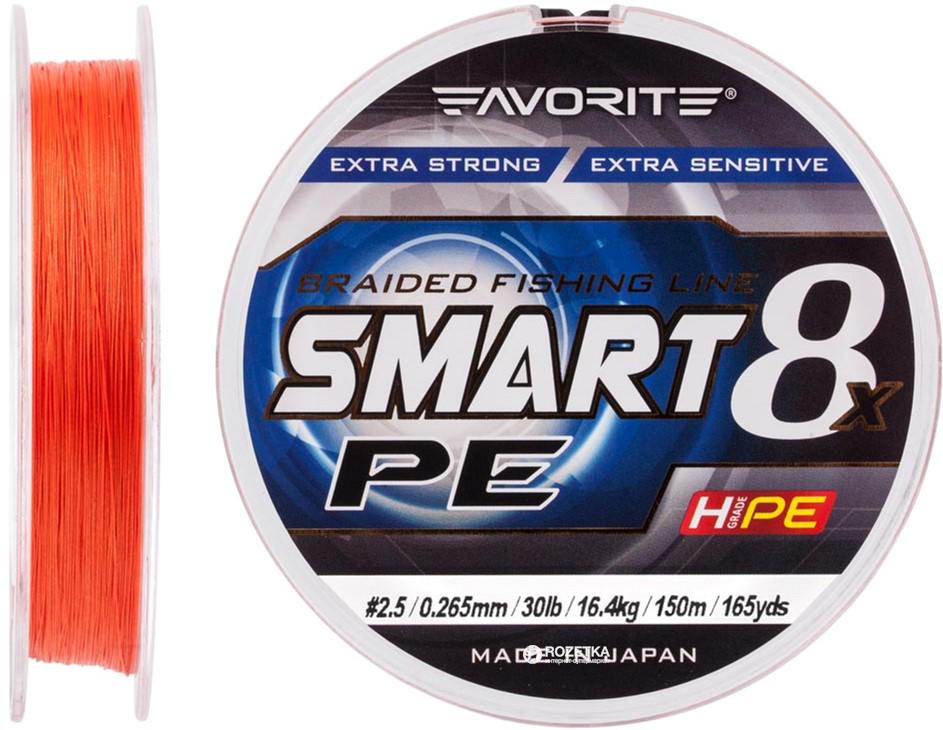 Шнур Favorite Smart PE 8x 150 м 0,265 мм 16,4 кг Красно-оранжевый (16931086) - фото 1