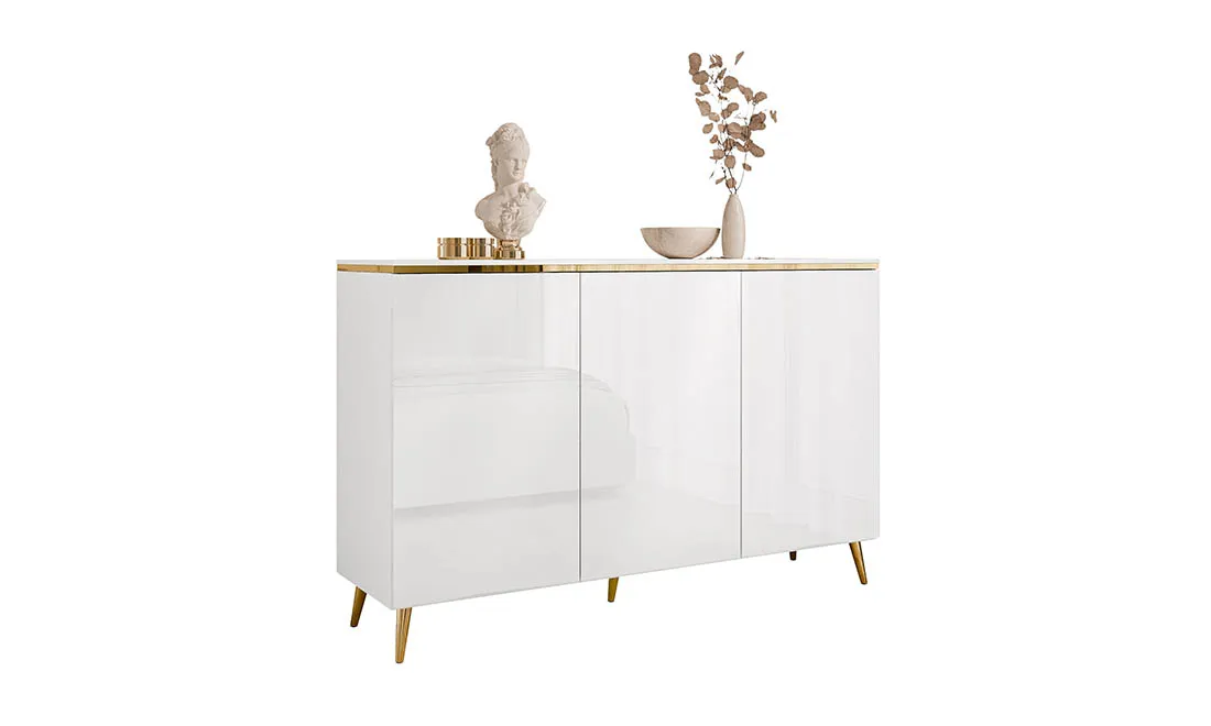 Комод Моніка 3Д Білий глянець/Золотий (735616) Комод Моніка 3Д Білий глянець/Золотий (735616)