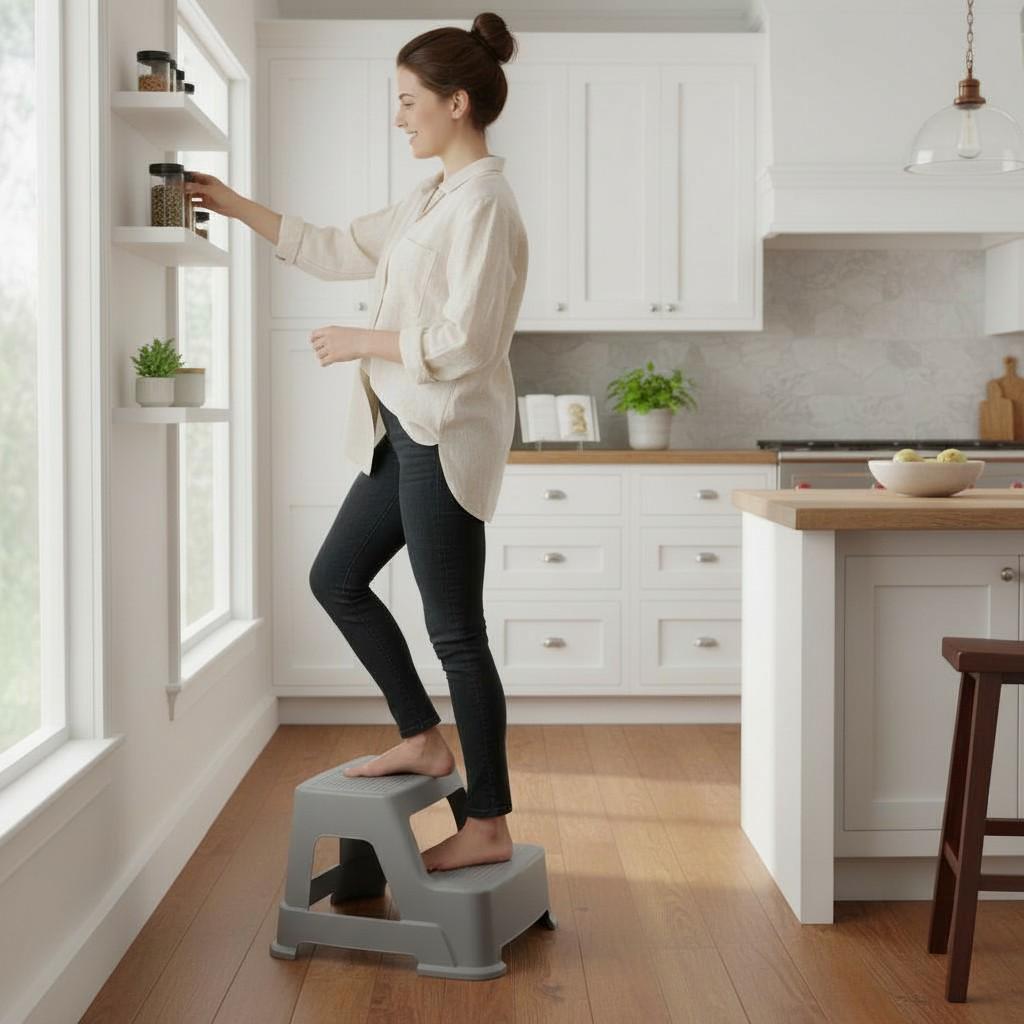 Табурет-сходинка 43x38x28,5 см протиковзкий Сірий (059-GRAY) - фото 2 Табурет-сходинка 43x38x28,5 см протиковзкий Сірий (059-GRAY) - фото 2