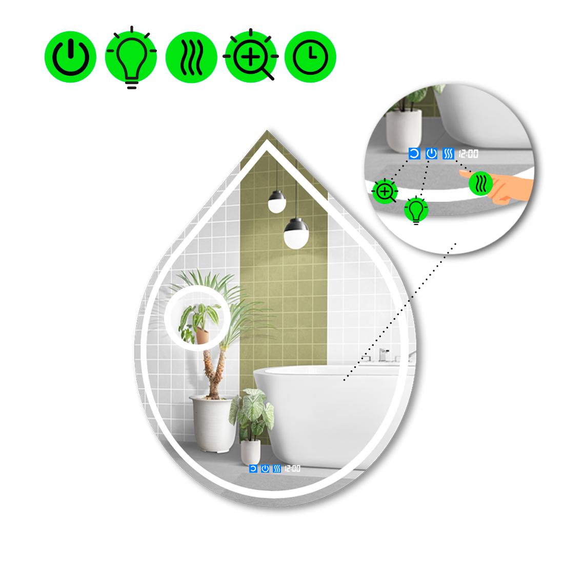 Зеркало с LED подсветкой Goccia 1 с тремя сенсорами 80x64 см (8737298)