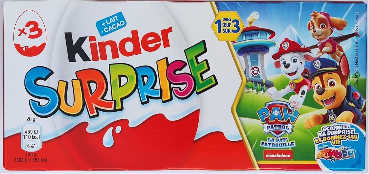 Набір шоколадних яєць Kinder Surprise Paw Patrol 3х20 г (2364212707)