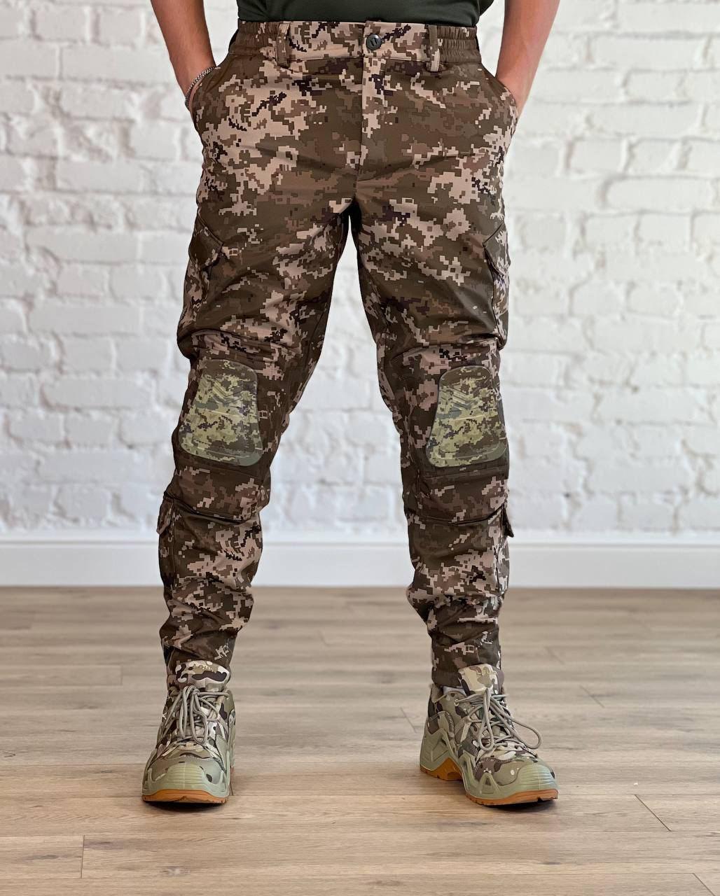 Штани військові SoftShell з наколінниками XXL р. 54 Піксель (199-4)