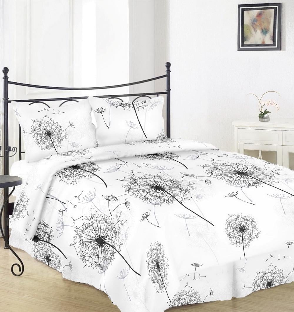 Простирадло Вілена Голд Велика кульбаба на білому бязь євро 220х220 см