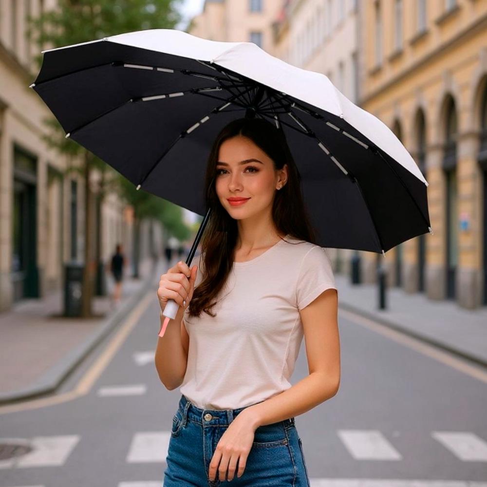 Зонтик автоматический двухслойный от дождя и солнца LOSSO Elite 105 см Белый (526301974 ) - фото 6