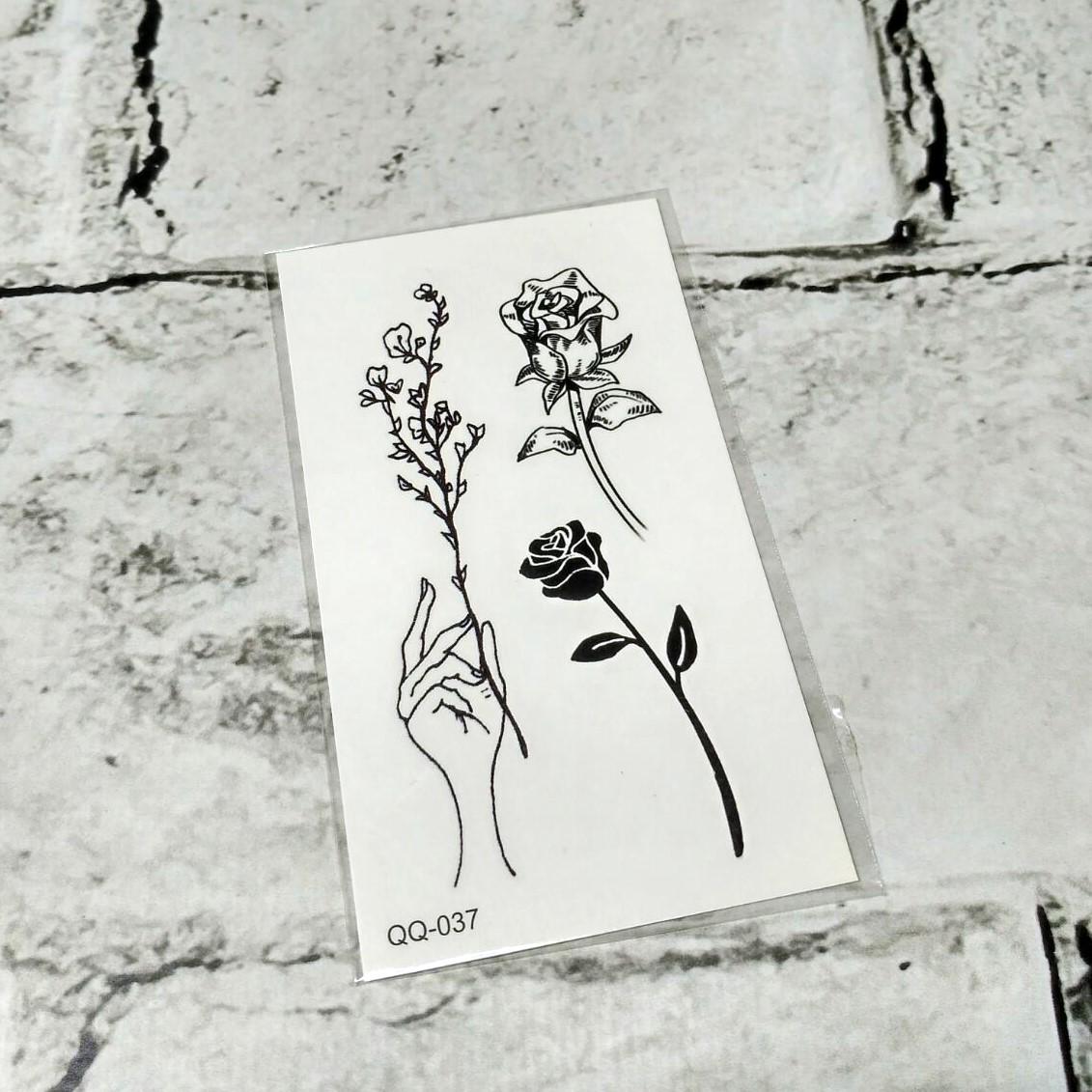 Тату временное Цветы лист 6x10.5 см (QQ-037)