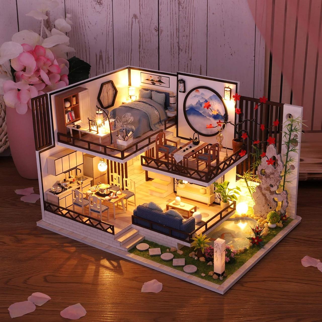 Румбокс 3D DIY House в японском стиле Bamboo Rhime и пылезащитный купол (M029-B)