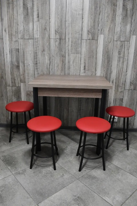 Комплект кухонний Оскар стіл розкладний/табурети 4 шт. 60х80/80х120/75 см Трюфель/Червоний/Чорний