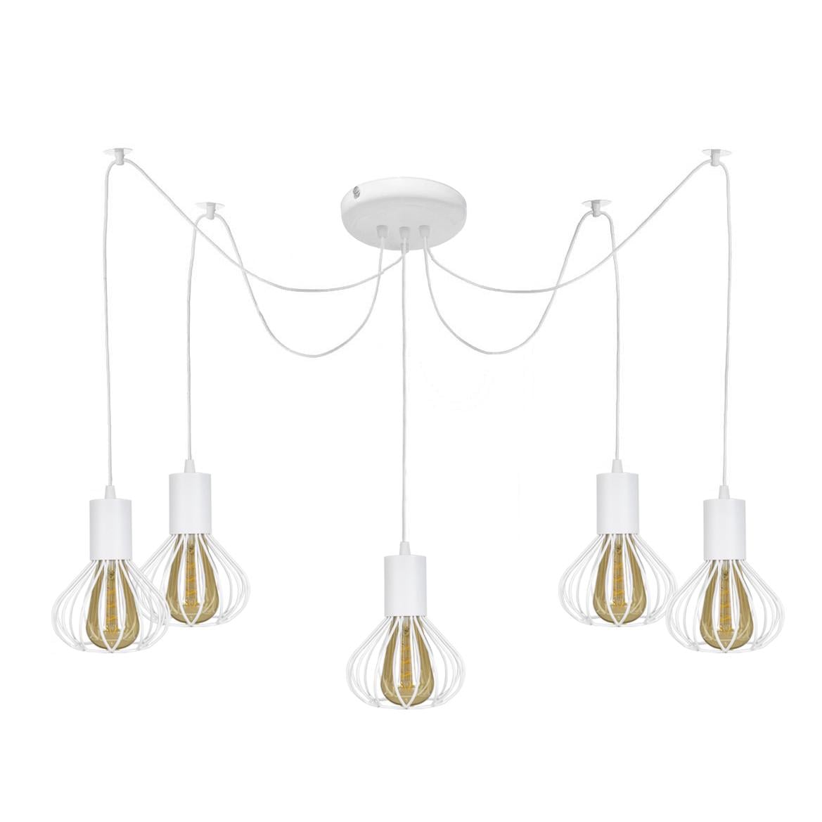 Люстра паук MSK ELECTRIC Lotus NL 1415-5W на пять плафонов Белый (86963)