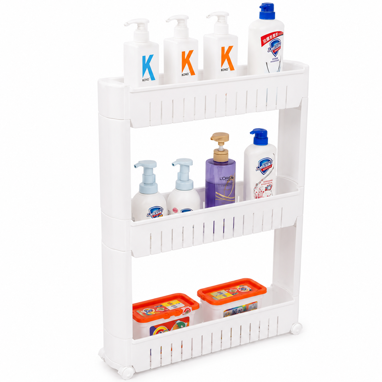 Стеллаж-органайзер передвижной RIAS KB-03 3 полки 54x12x71 см White (3_08623)