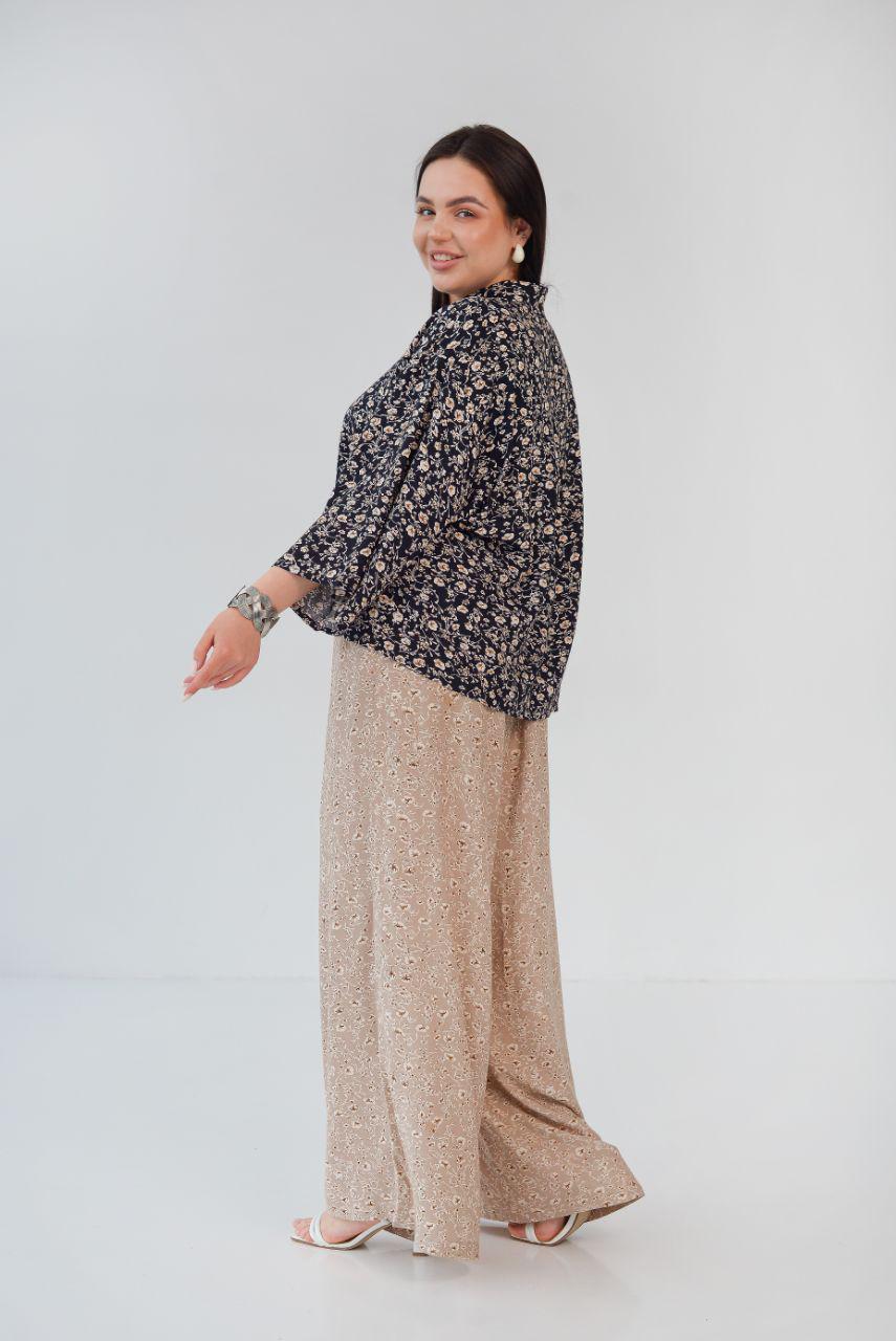 Брюки хлопковые женские широкого покроя р. 60-62 Песочный (14-5229 7) - фото 5 Брюки хлопковые женские широкого покроя р. 60-62 Песочный (14-5229 7) - фото 5