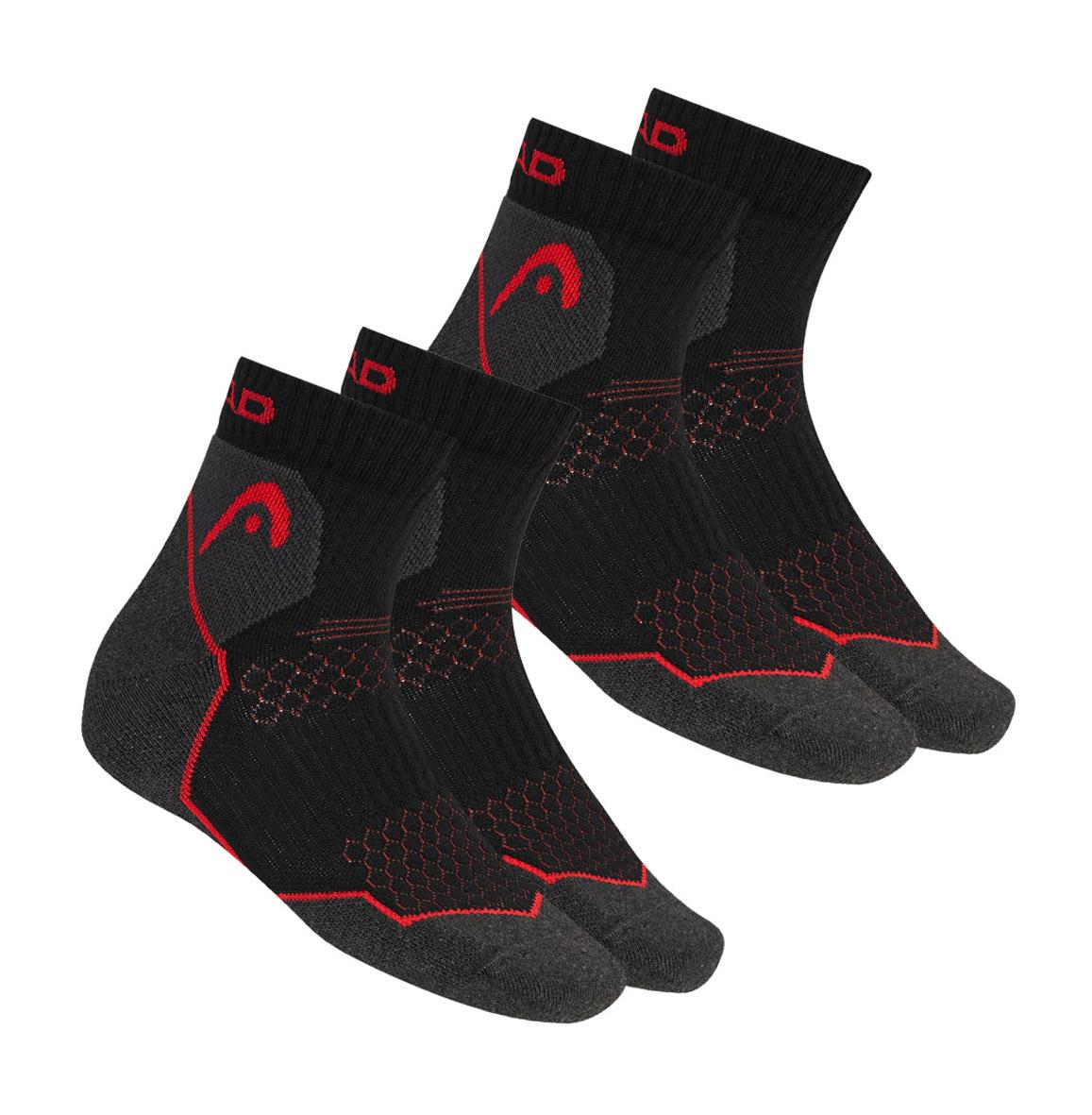 Набор носков трекинговых Head Hiking Quarter Crew 2 пары р. 35-38 Black/Grey/Red