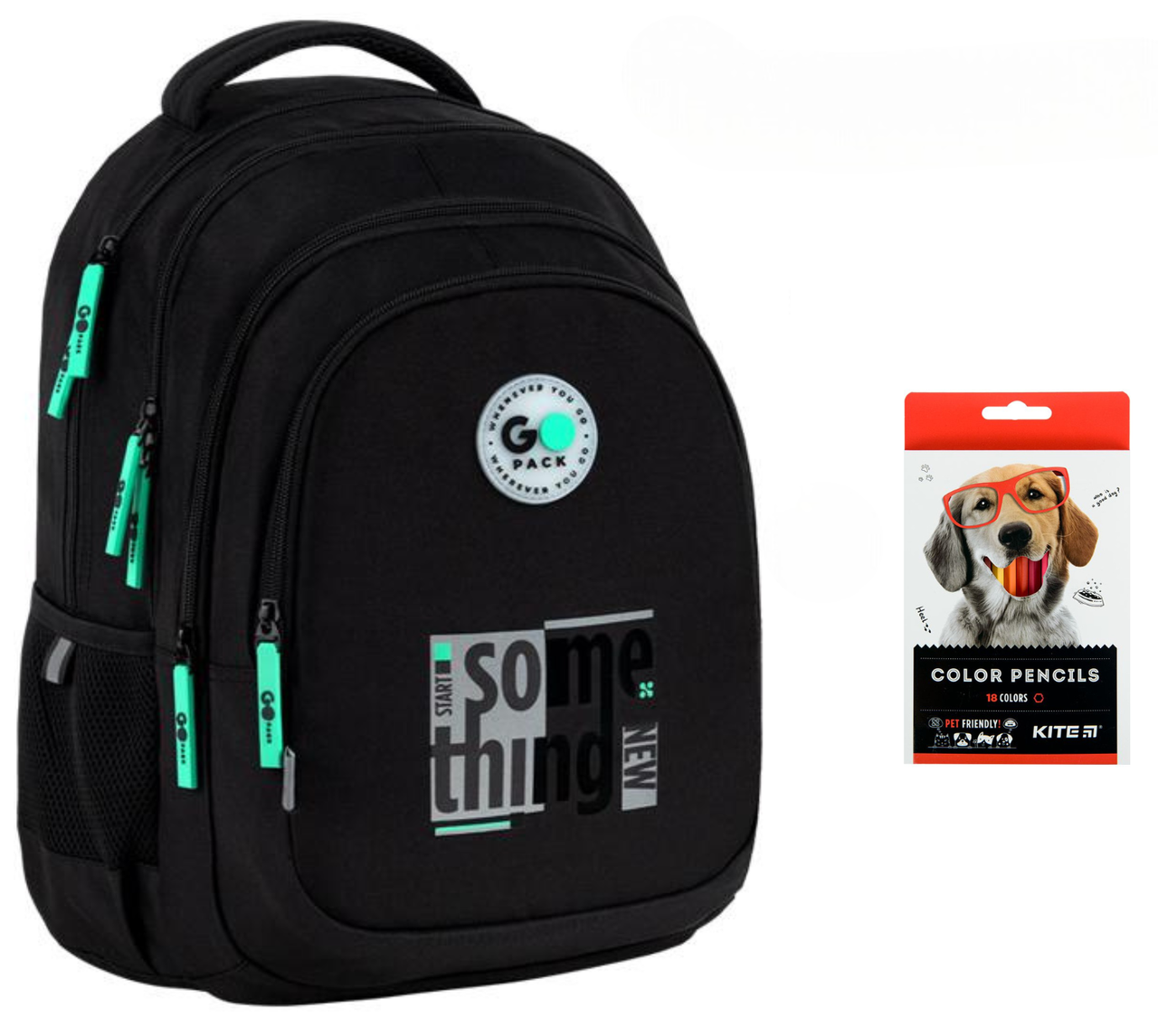 Рюкзак школьный GoPack Teens GO26-162M-4 и карандаши KITE 18 цветов (2905030993)