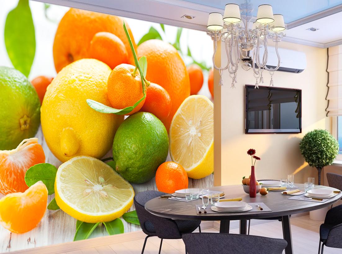 Фотошпалери флізелінові у кухню Цитрусові 3D 100х100 см (2211)