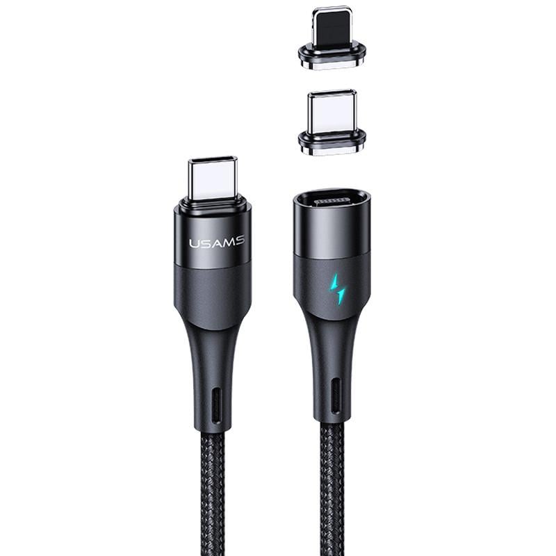 Дата-кабель US-SJ495 U66 Magnetic Type-C/Lightning 20W/60W 1,2 м Black (00000042591_1)
