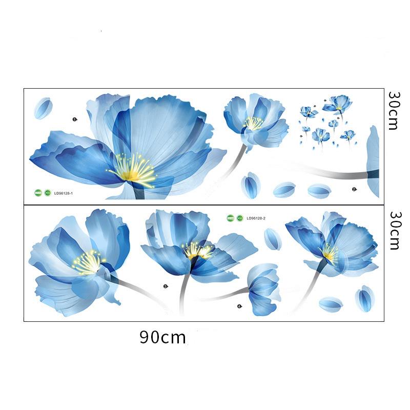 Наклейка на стіну Квіти декоративна вінілова 89х91 см Блакитний (8659) - фото 4