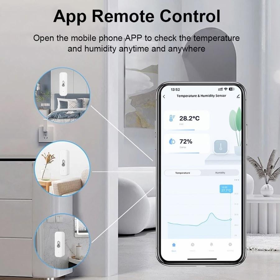 Датчик температури та вологості Tuya для розумного будинку підтримка APP повідомлення про зміну температури журнал вимірювань - фото 8 Датчик температури та вологості Tuya для розумного будинку підтримка APP повідомлення про зміну температури журнал вимірювань - фото 8