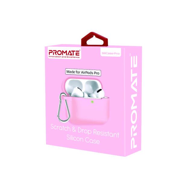 Силиконовый чехол для AirPods Pro Promate Silicase-Pro с карабином Pink - фото 7