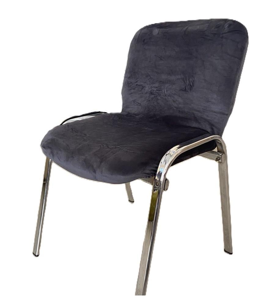 Чехол на офисный стул бархатный велюр Темно-серый (2373527682)