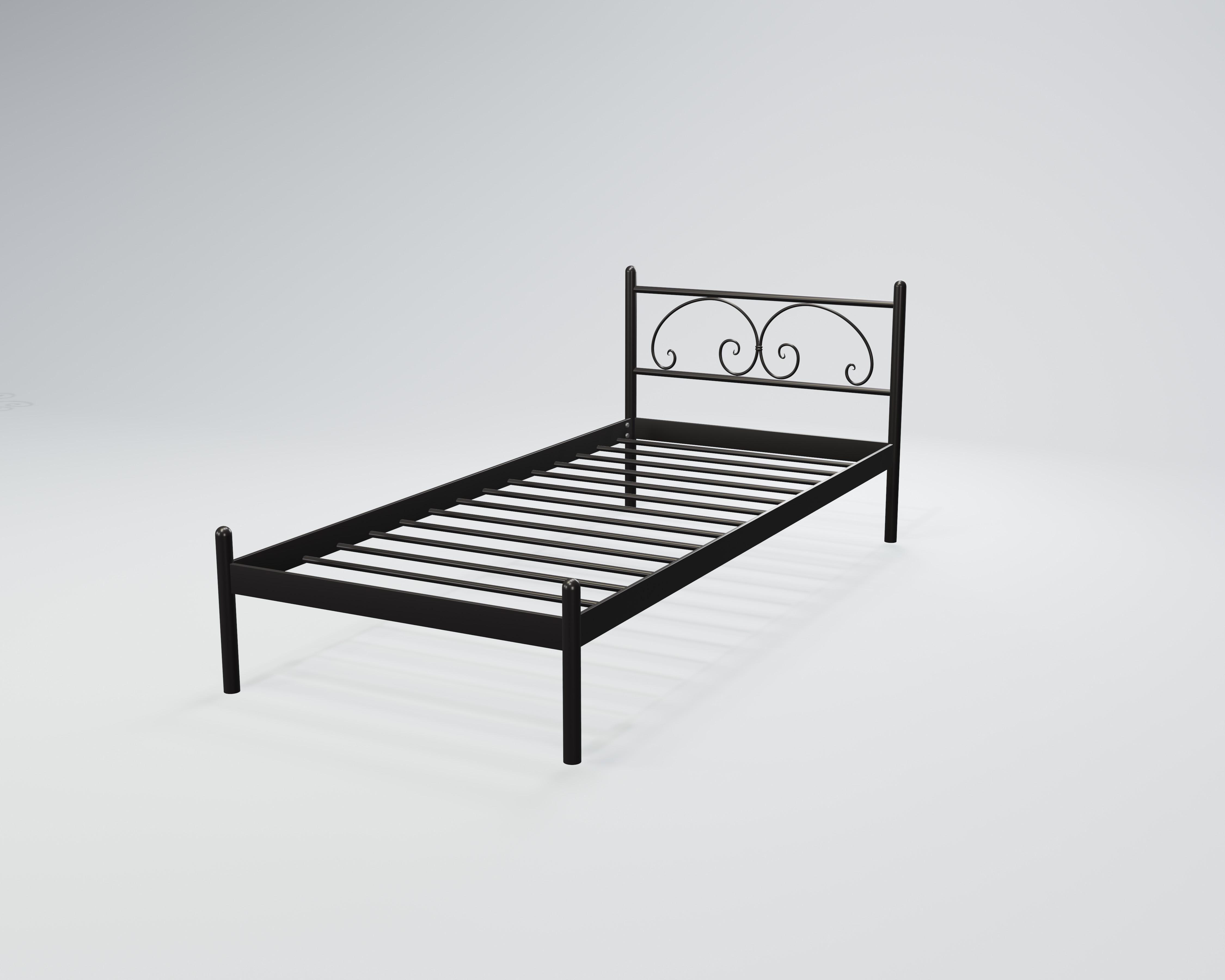 Кровать металлическая Иберис Мини 80x200 см Черный глянец