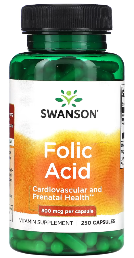 Фолієва кислота Swanson Folic Acid 800 мкг 250 капсул